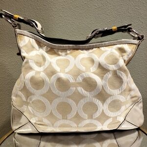 COACH PEYTON Signature Leather Hobo Tote Bag